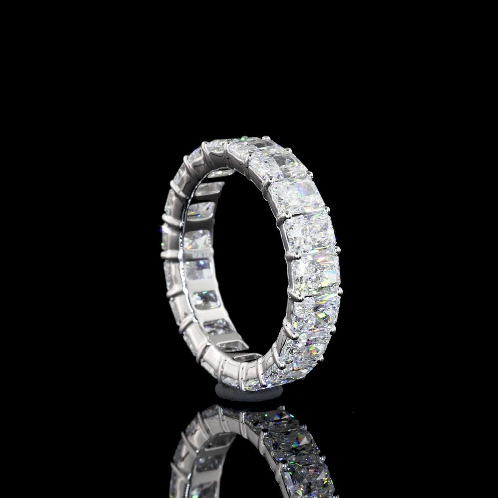 Platinum Radiant Cut Lab Diamond Eternity Band with Prong Set E-F VS Diamonds - 5.91 Carat Total Diamond Weight - Covaloro Fine Jewelry