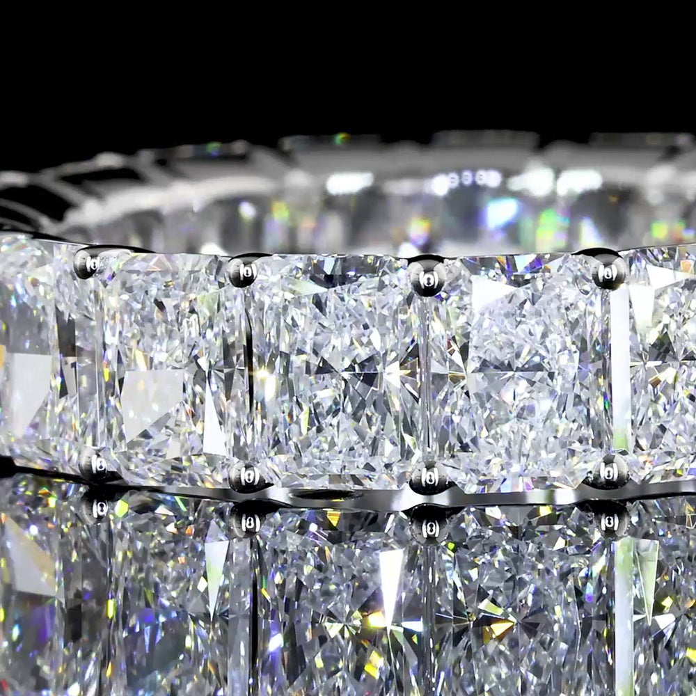 Platinum Radiant Cut Lab Diamond Eternity Band with Prong Set E-F VS Diamonds - 5.91 Carat Total Diamond Weight - Covaloro Fine Jewelry