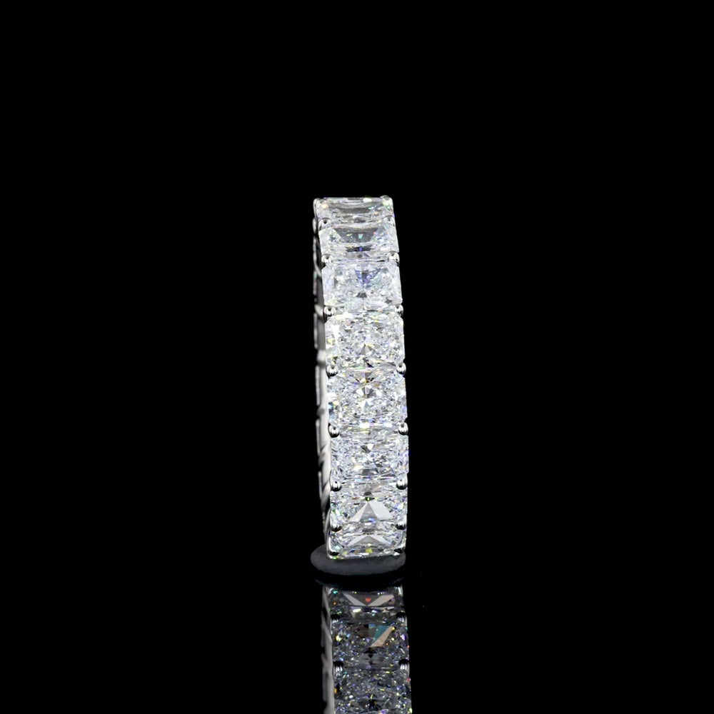 Platinum Radiant Cut Lab Diamond Eternity Band with Prong Set E-F VS Diamonds - 5.91 Carat Total Diamond Weight - Covaloro Fine Jewelry