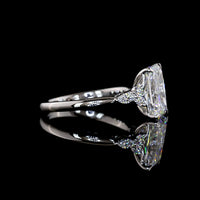 Platinum Radiant Cut Lab Diamond Ring with Marquise and Round Side Stones - 3.55 Carat Total Diamond Weight, F VS1 Center - Covaloro Fine Jewelry