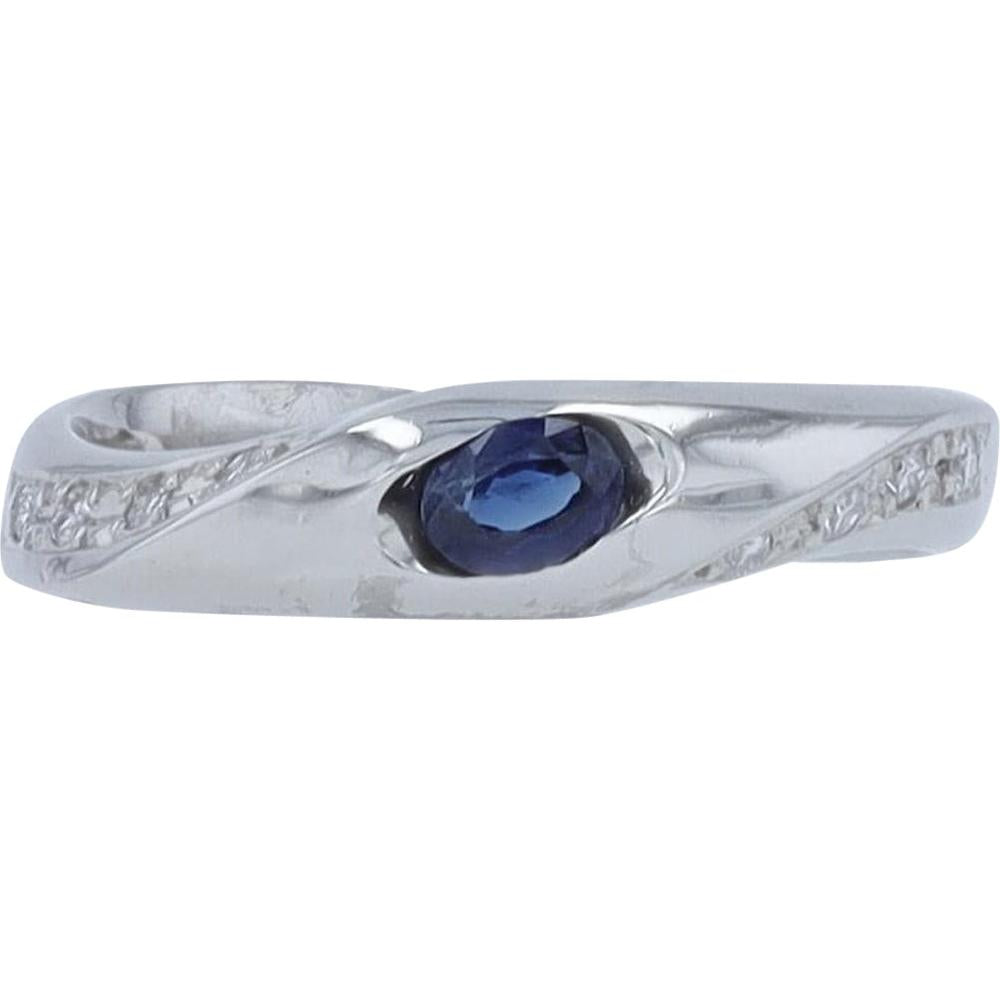 Platinum Ring with 0.30 Carat Sapphire Center and Diamond Accents