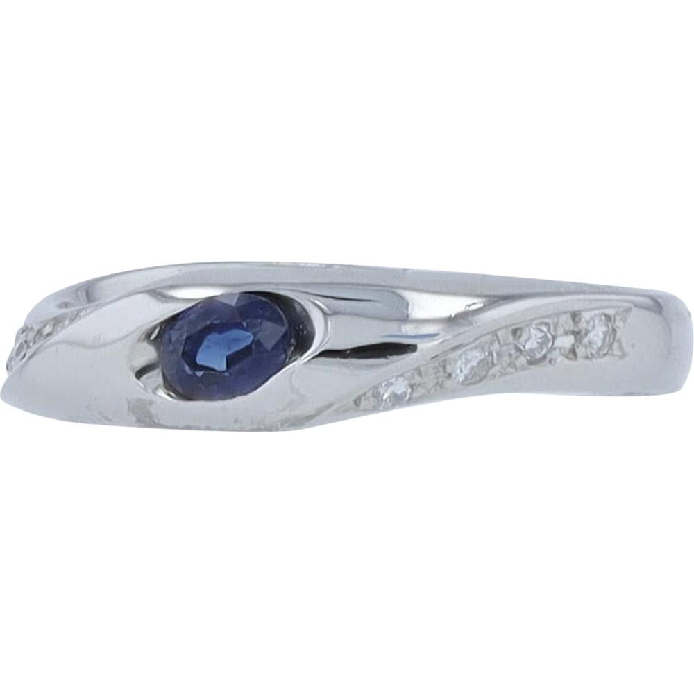 Platinum Ring with 0.30 Carat Sapphire Center and Diamond Accents