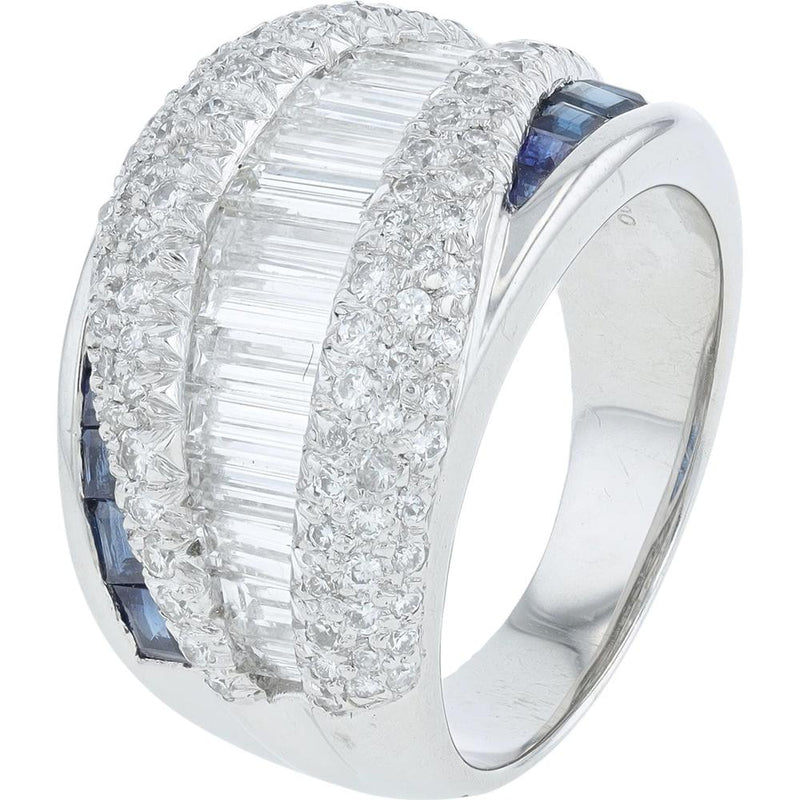 Platinum Ring with 0.64 Carat Sapphires and 2.09 Carat Diamonds