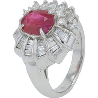 Platinum Ring with 2.04 Carats Burma Ruby and 0.86 Carats Diamonds