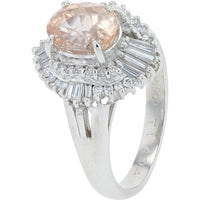 Platinum Ring with 2.05 Carat Peach Sapphire and 0.45 Carat Diamond Accents