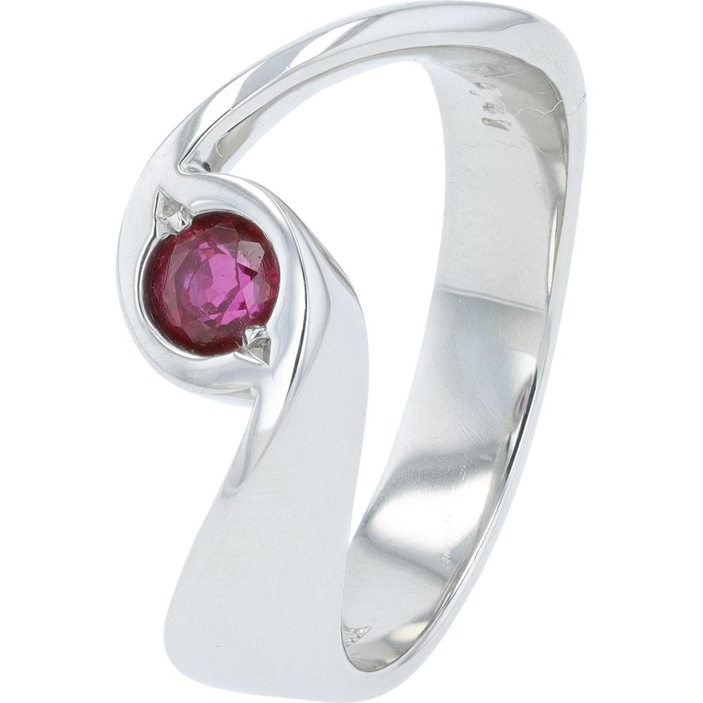 Platinum Ring with Round Ruby - 0.41 Carat