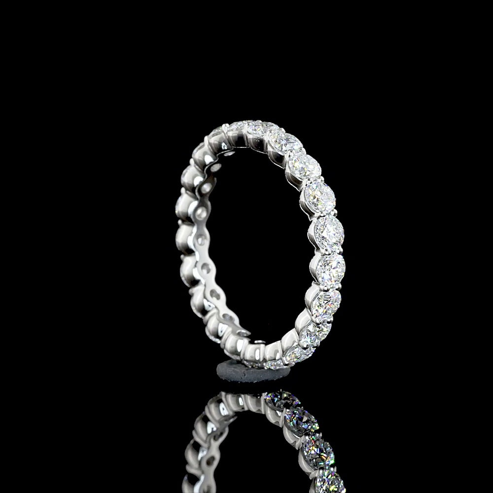 Platinum Round Brilliant Cut Lab Diamond Eternity Band - 1.62 Carats Total Weight, 21 Stones, E-F Color VS1 Clarity - Covaloro Fine Jewelry