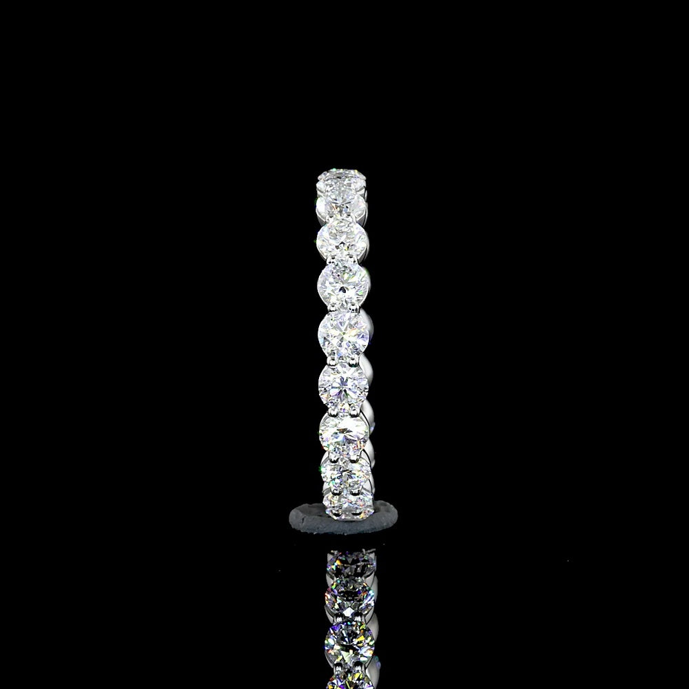 Platinum Round Brilliant Cut Lab Diamond Eternity Band - 1.62 Carats Total Weight, 21 Stones, E-F Color VS1 Clarity - Covaloro Fine Jewelry