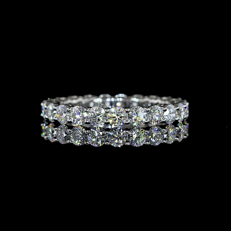 Platinum Round Cut Lab Diamond Eternity Band - 1.83 Carats Total, 23 S ...