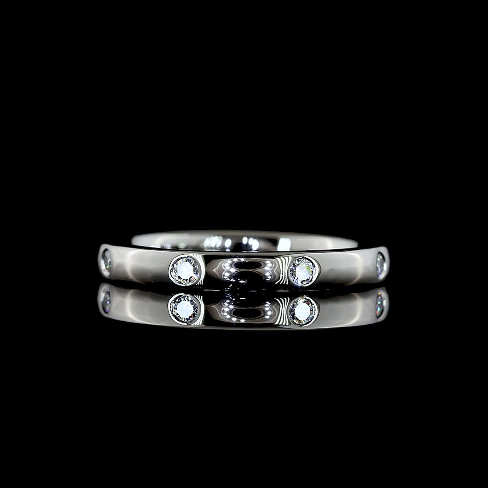 Platinum Round Shape Eternity Band with 8 Flush Set Lab-Grown Brilliant Cut Diamonds - 0.18 Carats Total Diamond Weight (E-F Color, VS Clarity) - Covaloro Fine Jewelry