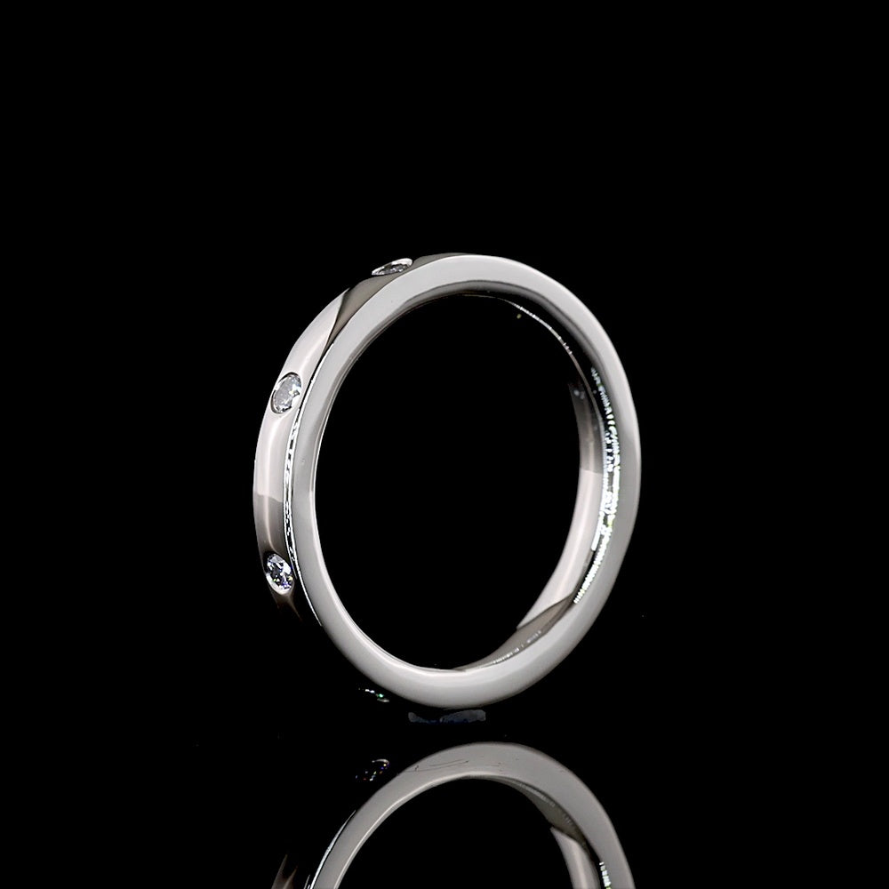 Platinum Round Shape Eternity Band with 8 Flush Set Lab-Grown Brilliant Cut Diamonds - 0.18 Carats Total Diamond Weight (E-F Color, VS Clarity) - Covaloro Fine Jewelry