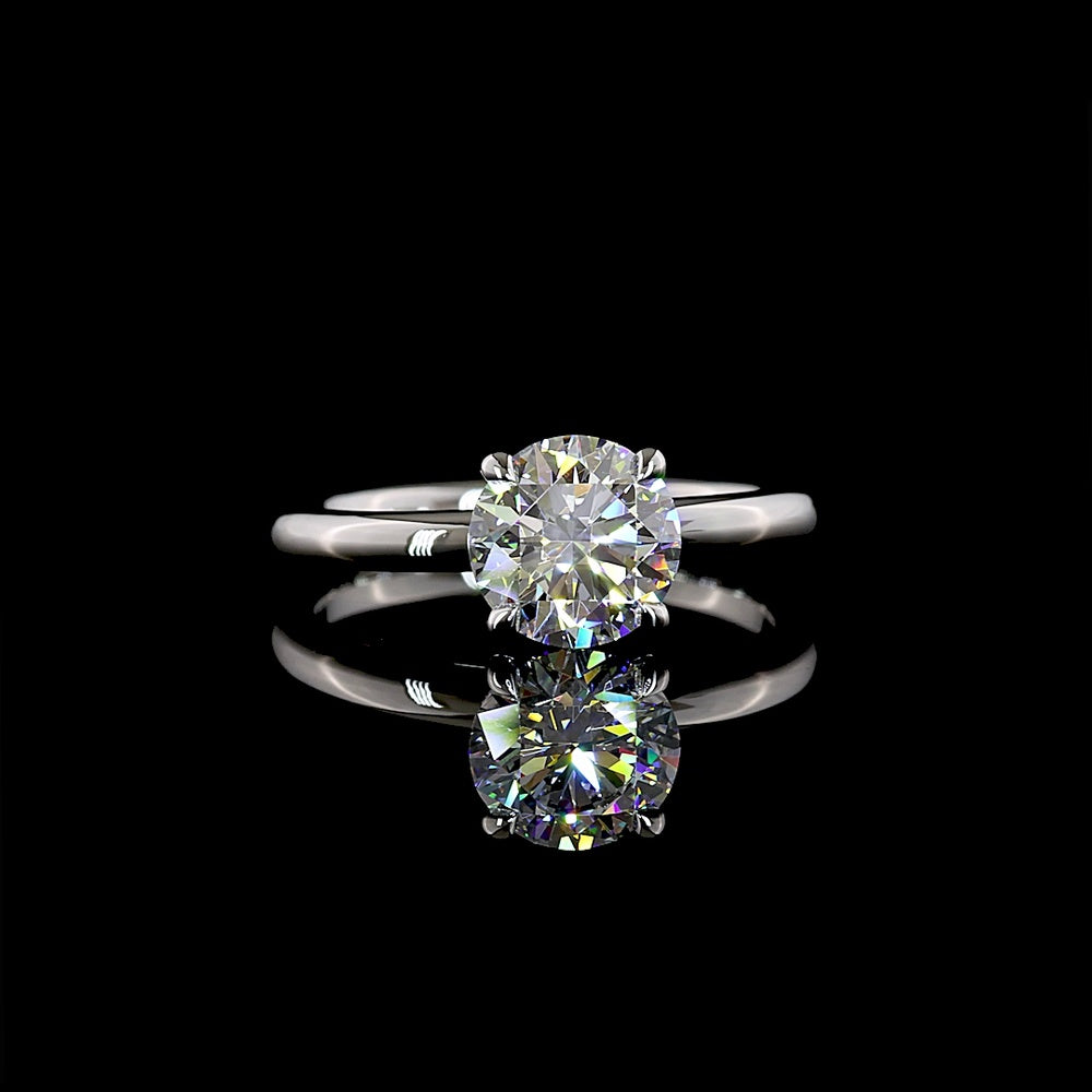 Platinum Round Solitaire Ring with 1.35 Carat Lab-Grown D VVS2 Brilliant Cut Diamond - IGI Certified - Covaloro Fine Jewelry
