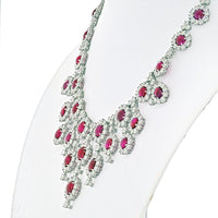 Platinum Ruby & Diamond Collar Necklace - Luxe Elegance with 32.00 Carat Rubies & 52.00 Carat Diamonds