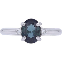 Platinum Sapphire Ring with Diamond Accents - 1.92 Carat Total Sapphire and 0.05 Carat Diamond Weight