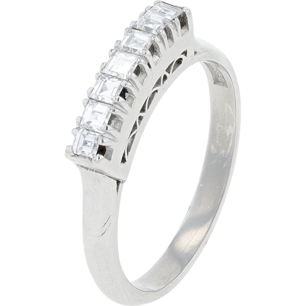 Platinum Shared-Prong Band with Square-Cut Diamonds - 0.38 Carat Total Diamond Weight
