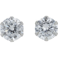 Platinum Six-Prong Round Lab Grown Diamond Stud Earrings - 0.60 Carat Total Diamond Weight