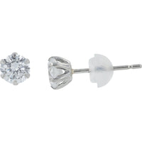 Platinum Six-Prong Round Lab Grown Diamond Stud Earrings - 0.60 Carat Total Diamond Weight