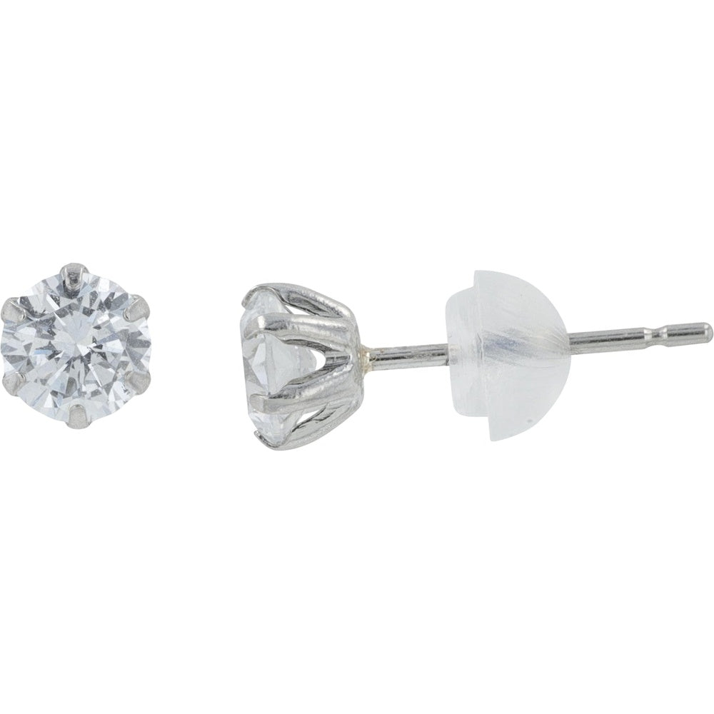 Platinum Six-Prong Round Lab Grown Diamond Stud Earrings - 0.60 Carat Total Diamond Weight