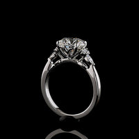 Platinum Special Ring with 2.52 Carat Round Brilliant Cut Lab Diamond Center and Marquise & Round Accents - 2.79 Carats Total Diamond Weight - Covaloro Fine Jewelry