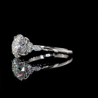 Platinum Special Ring with 3.31 Carat Round Brilliant Lab Diamond and Marquise & Round Diamond Accents - 3.55 Carat Total Diamond Weight - Covaloro Fine Jewelry