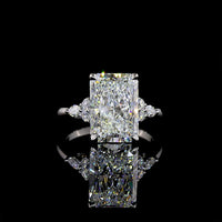 Platinum Special Ring with 4.60 Carat Radiant Cut Lab Diamond and Marquise & Brilliant Cut Accents - 4.84 Carat Total Diamond Weight - Covaloro Fine Jewelry