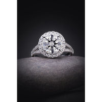 Platinum Split Shank Halo Ring with 2.11 Carat D VVS2 Round Lab Diamond and 52 Accent Lab Diamonds - 2.63 Carat Total Diamond Weight - Covaloro Fine Jewelry