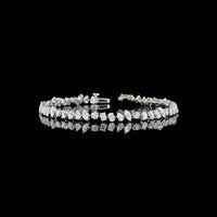Platinum Station Bracelet with Mixed Cut Lab Diamonds (Round, Marquise, Emerald, Oval) - 5.10 Carats Total Diamond Weight, E-F VS Clarity, Prong Set - Covaloro Fine Jewelry