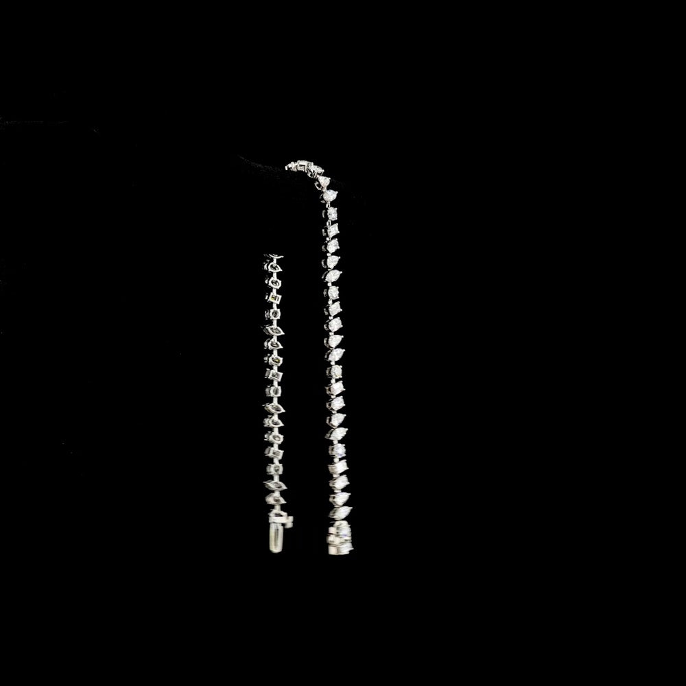 Platinum Station Bracelet with Mixed Cut Lab Diamonds (Round, Marquise, Emerald, Oval) - 5.10 Carats Total Diamond Weight, E-F VS Clarity, Prong Set - Covaloro Fine Jewelry