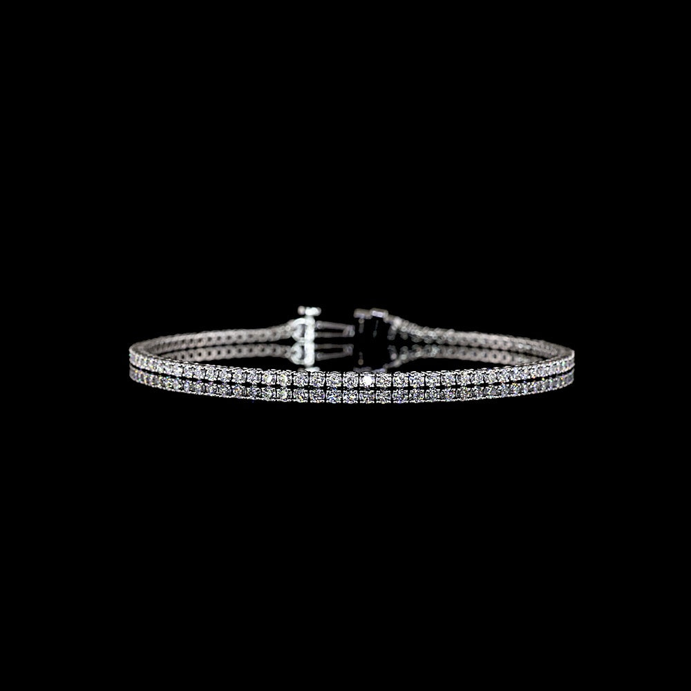 Platinum Tennis Bracelet with 2.23 Carat Lab Grown Round Brilliant Cut Diamonds in Prong Setting - E-F Color VS1 Clarity - Covaloro Fine Jewelry
