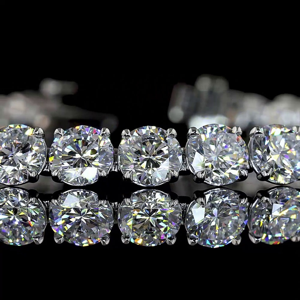 Platinum Tennis Bracelet with 36 Brilliant Cut Round Lab Grown Diamonds - 15.14 Carat Total Weight, F Color VS2 Clarity - Covaloro Fine Jewelry