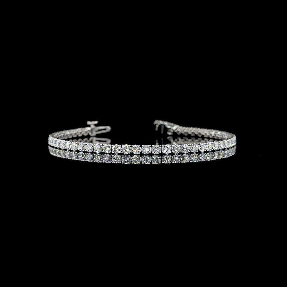 Platinum Tennis Bracelet with 4.9 Carats Round Brilliant Lab-Grown Diamonds - E-F Color, VS Clarity, 55 Stones in Secure Prong Setting - Covaloro Fine Jewelry