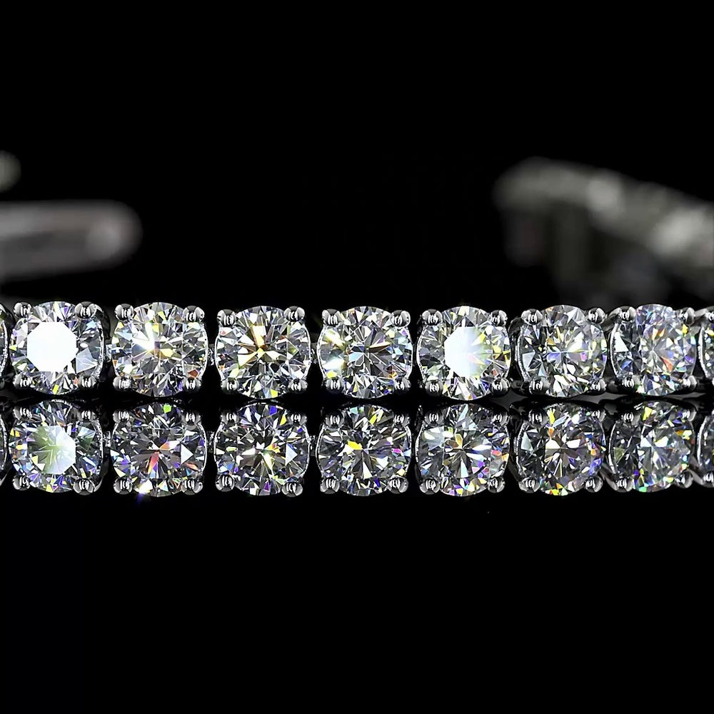 Platinum Tennis Bracelet with 4.9 Carats Round Brilliant Lab-Grown Diamonds - E-F Color, VS Clarity, 55 Stones in Secure Prong Setting - Covaloro Fine Jewelry