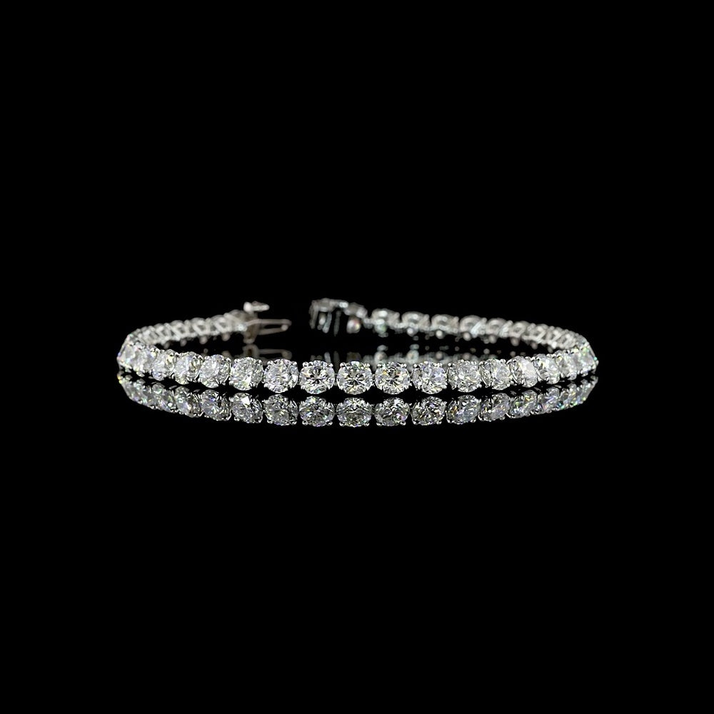 Platinum Tennis Bracelet with 40 Prong-Set Round Lab Diamonds - 12.37 Carat Total Weight, E-F Color VS2 Clarity - Covaloro Fine Jewelry