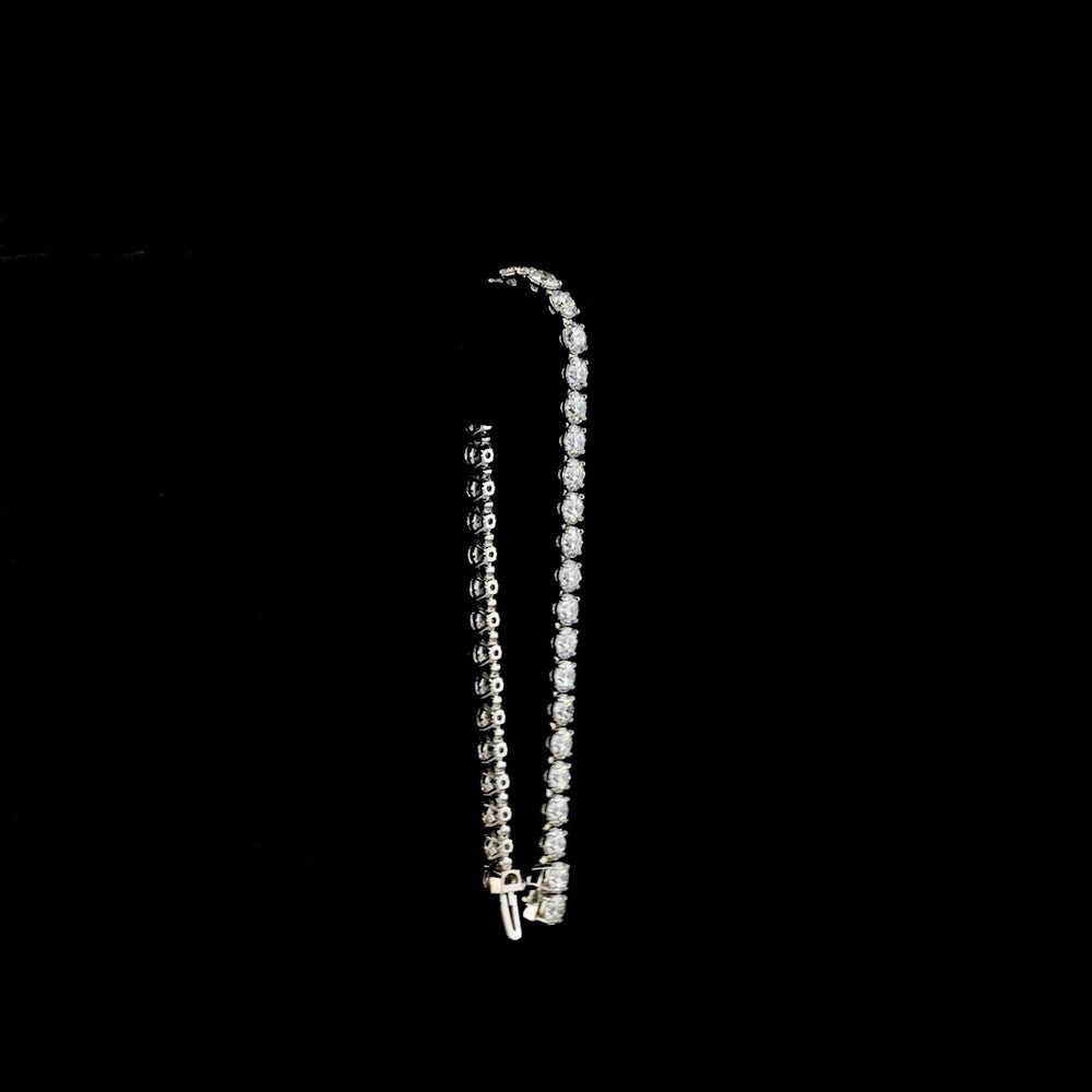 Platinum Tennis Bracelet with 40 Prong-Set Round Lab Diamonds - 12.37 Carat Total Weight, E-F Color VS2 Clarity - Covaloro Fine Jewelry