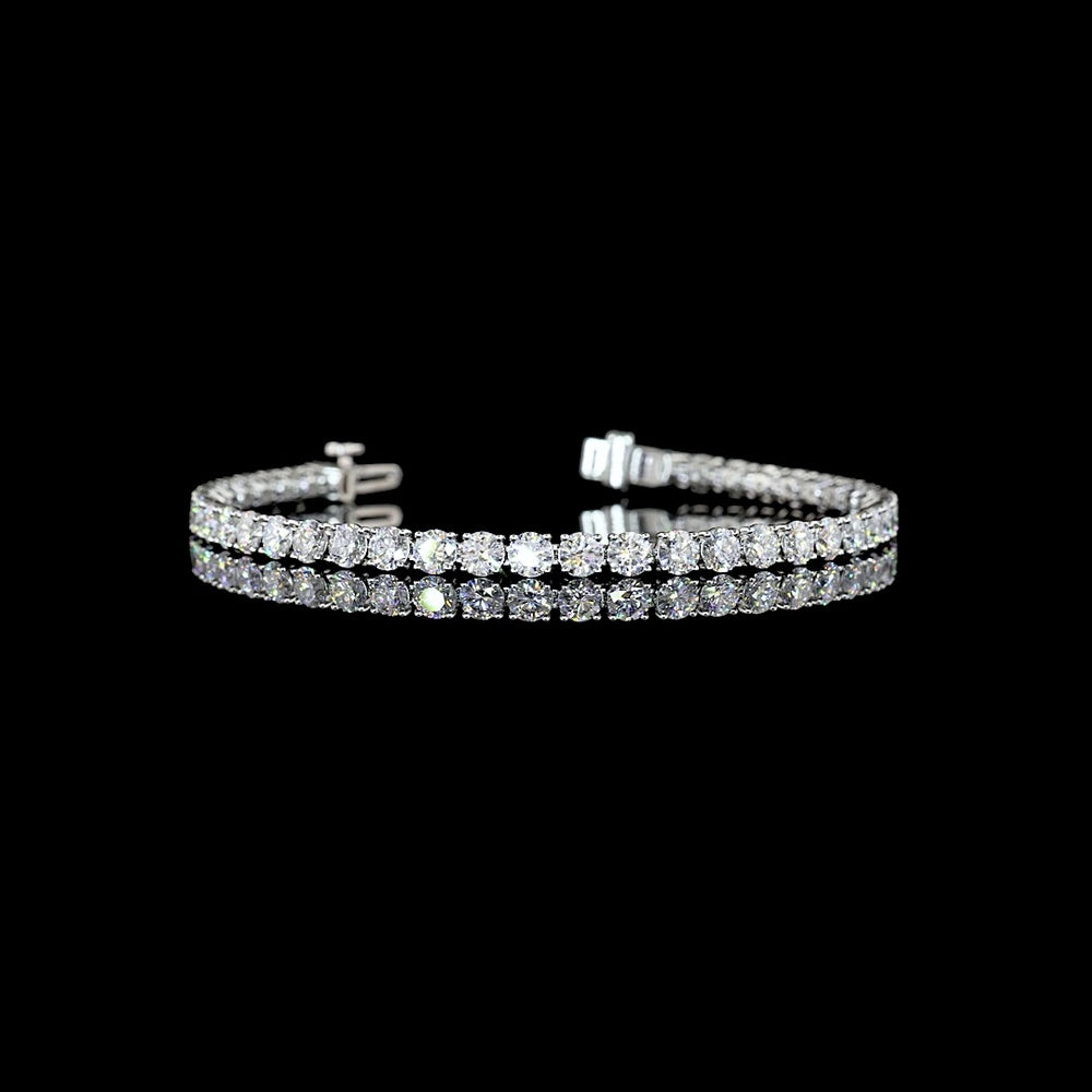 Platinum Tennis Bracelet with 42 Prong-Set Round Lab Grown Diamonds - E-F VS1 Clarity, 7.36 Carat Total Diamond Weight - Covaloro Fine Jewelry