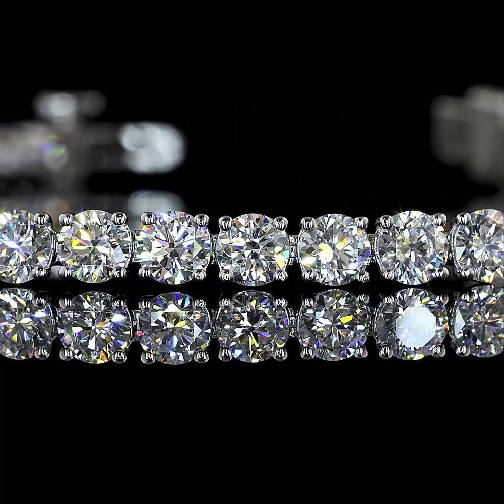 Platinum Tennis Bracelet with 5.98 Carats of Round Brilliant and Marquise Cut Lab Diamonds - F VS2 Clarity, Prong Set - Covaloro Fine Jewelry