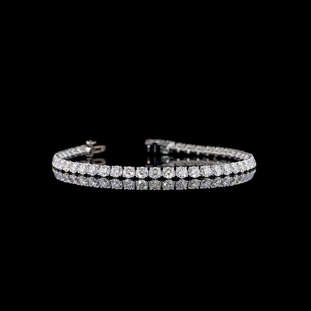 Platinum Tennis Bracelet with 6.94 Carats of Brilliant Cut Lab Diamonds in Prong Settings - 46 Stones E-F VS1 Quality - Covaloro Fine Jewelry