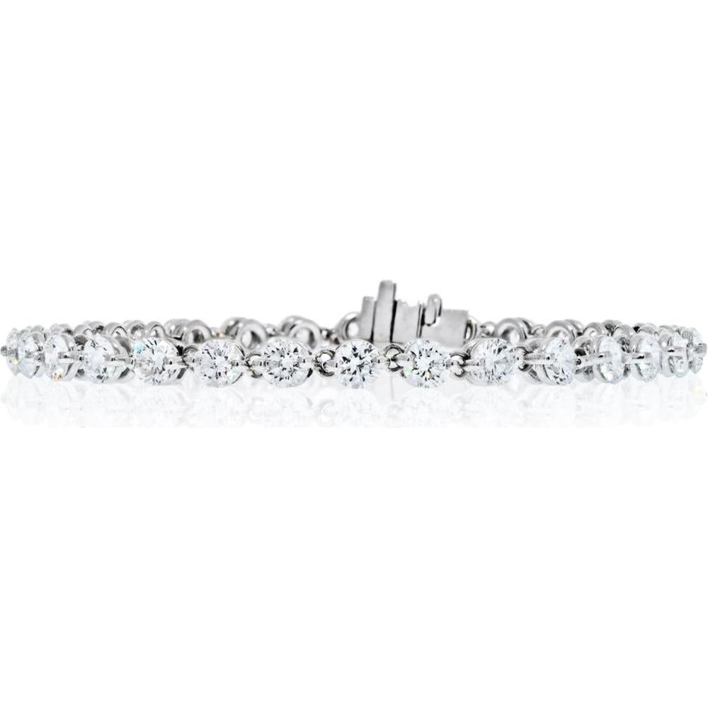 Platinum Tennis Bracelet with Round Brilliant Cut Diamonds - 7.85 Carats Total Diamond Weight