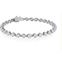 Platinum Tennis Bracelet with Round Brilliant Cut Diamonds - 7.85 Carats Total Diamond Weight