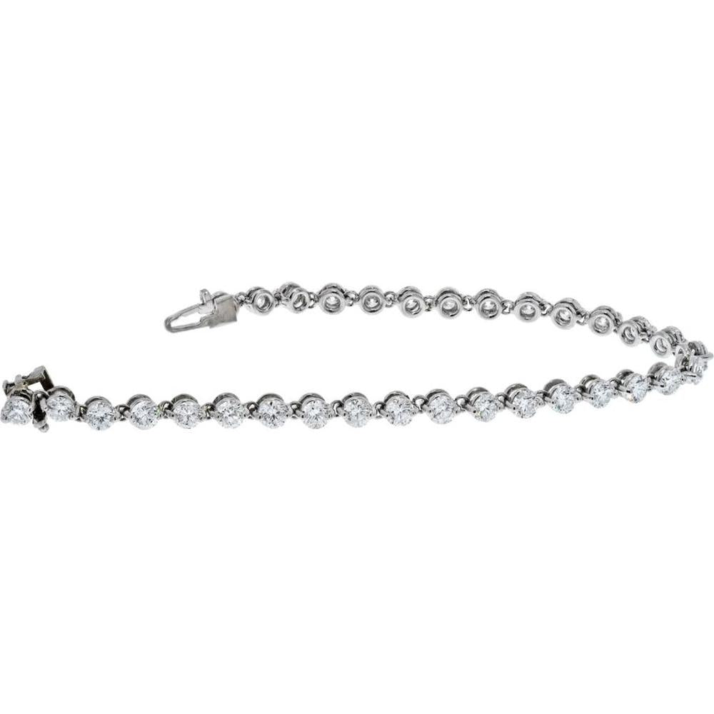 Platinum Tennis Bracelet with Round Brilliant Cut Diamonds - 7.85 Carats Total Diamond Weight