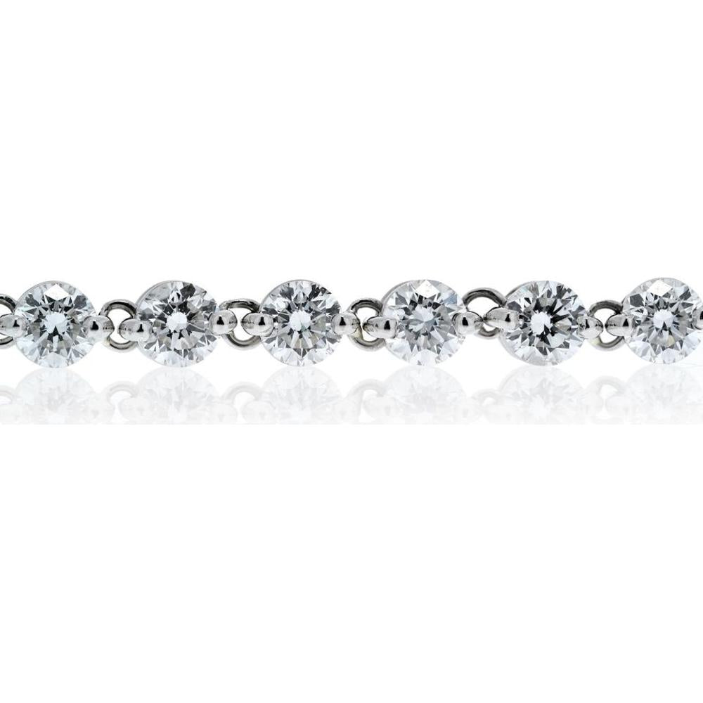 Platinum Tennis Bracelet with Round Brilliant Cut Diamonds - 7.85 Carats Total Diamond Weight