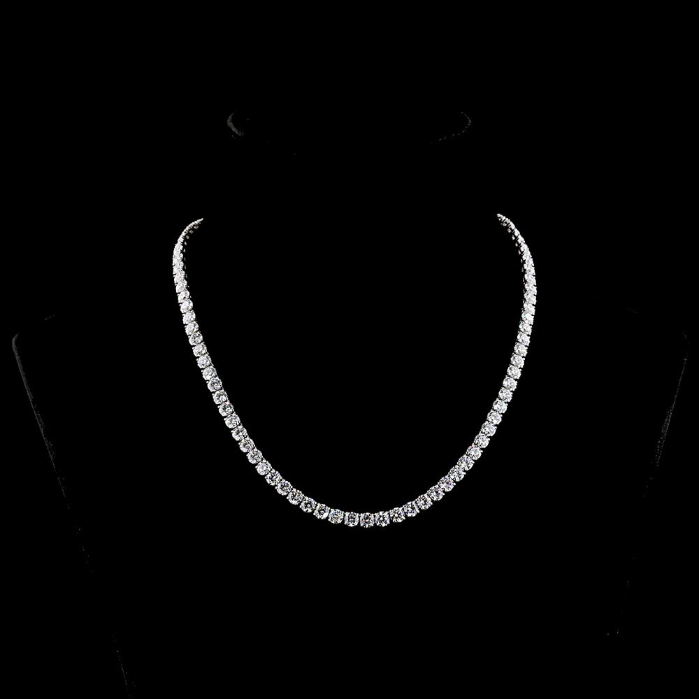 Platinum Tennis Necklace with 91 Round Brilliant Cut Lab Diamonds - 28.33 Carat Total Weight, E-F Color & VS1 Clarity - Covaloro Fine Jewelry