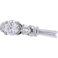 Platinum Three Stone Engagement Ring with 0.68 Carat Center Round Diamond and 0.32 Carat Side Diamonds - 1.00 Carat Total Diamond Weight