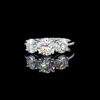 Platinum Three Stone Ring with 0.72 Carats Round E VVS2 Center Lab Diamond and 0.90 Carats D VVS2 Side Lab Diamonds - 1.62 Carats Total Diamond Weight - Covaloro Fine Jewelry