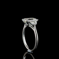 Platinum Three Stone Ring with 3.04 Carat Emerald Cut Lab Diamond and Half Moon Side Stones - 3.63 Total Carat Weight - Covaloro Fine Jewelry