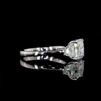 Platinum Three-Stone Ring with 3.07 Carat Square Radiant Lab Diamond and 0.67 Carat Trapezoid Side Stones - 3.74 Carat Total Diamond Weight - Covaloro Fine Jewelry