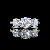 Platinum Three-Stone Ring with Round Brilliant Lab Diamonds - 2.13 Carats Total Diamond Weight - Covaloro Fine Jewelry