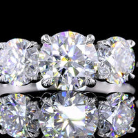 Platinum Three-Stone Ring with Round Brilliant Lab Diamonds - 2.13 Carats Total Diamond Weight - Covaloro Fine Jewelry