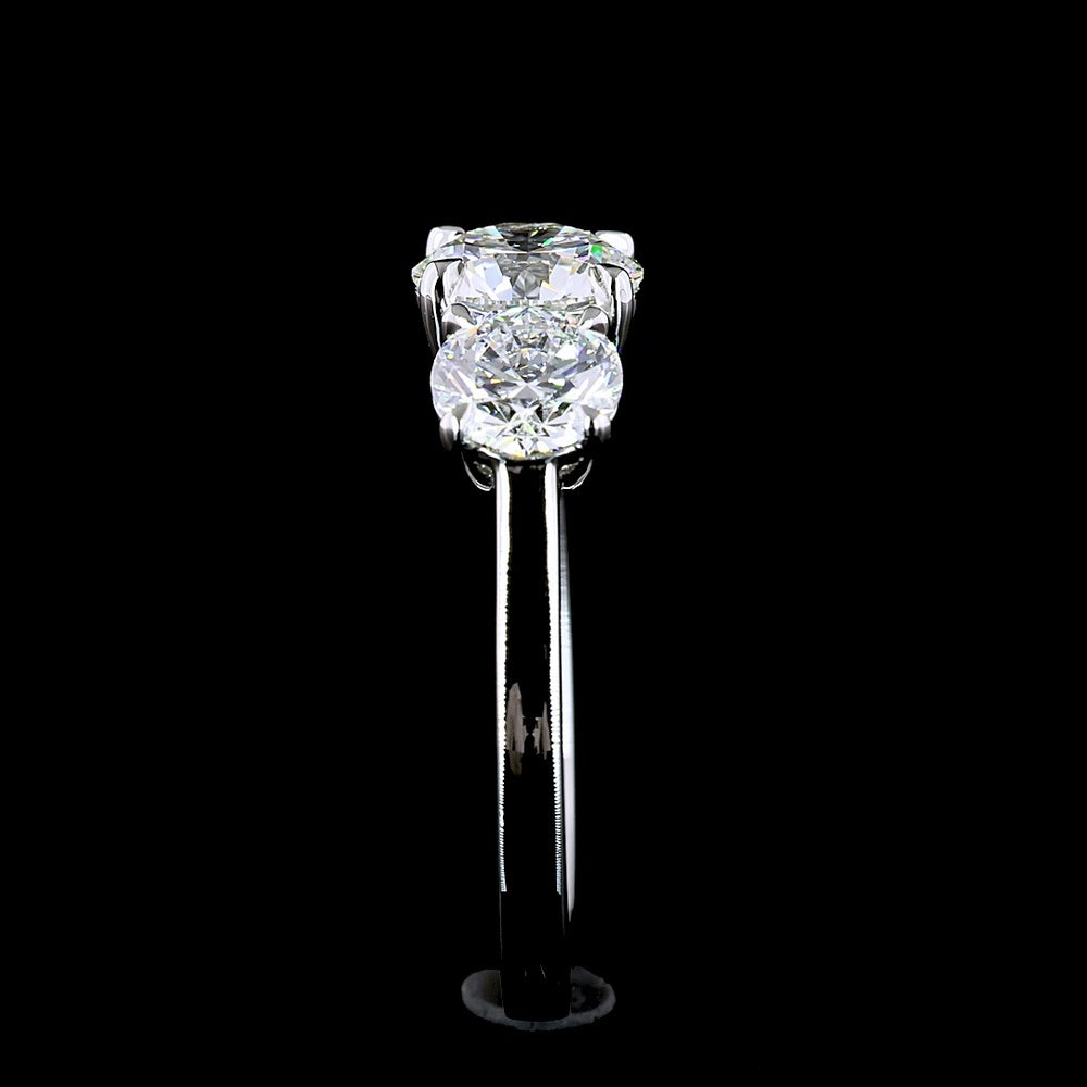 Platinum Three-Stone Ring with Round Brilliant Lab Diamonds - 2.13 Carats Total Diamond Weight - Covaloro Fine Jewelry
