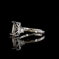 Platinum Three Stone Ring with Trapezoid Cut Lab Grown Diamonds - 0.64 Carat Total Weight, E-F VS1 Clarity - Covaloro Fine Jewelry